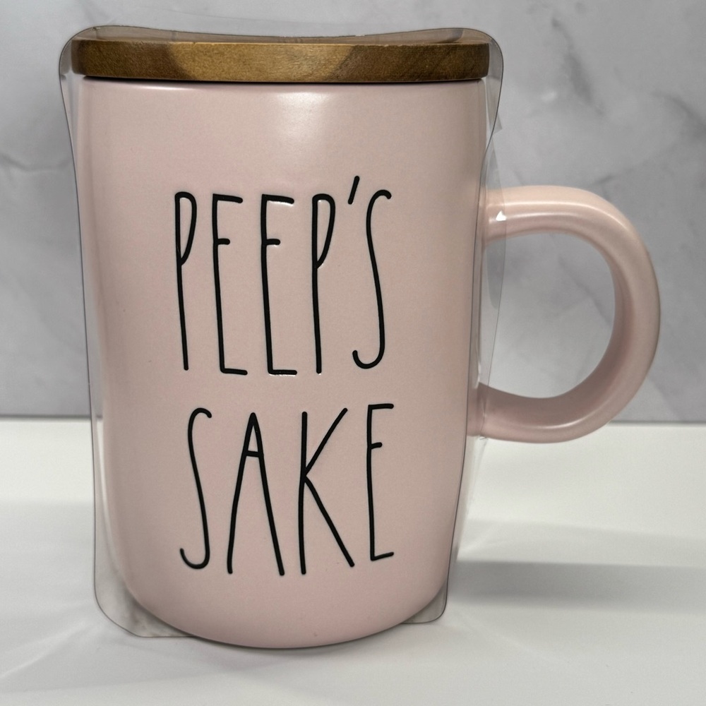 RAE DUNN Peep’s Sake Pink Ceramic Mug with Lid Easter Collection NEW